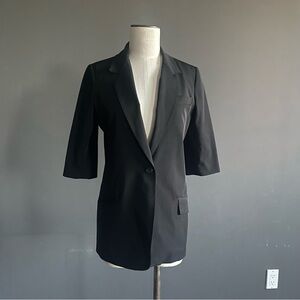 Elizabeth and James Black Longline Blazer 3/4 Sleeve Tailored Jacket Blazer